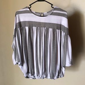 Gray and White Striped Top Size Medium